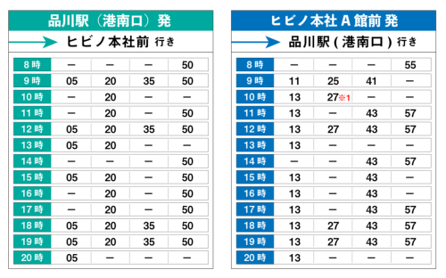 ヒビノバス時刻表（2019年4月22日改訂）